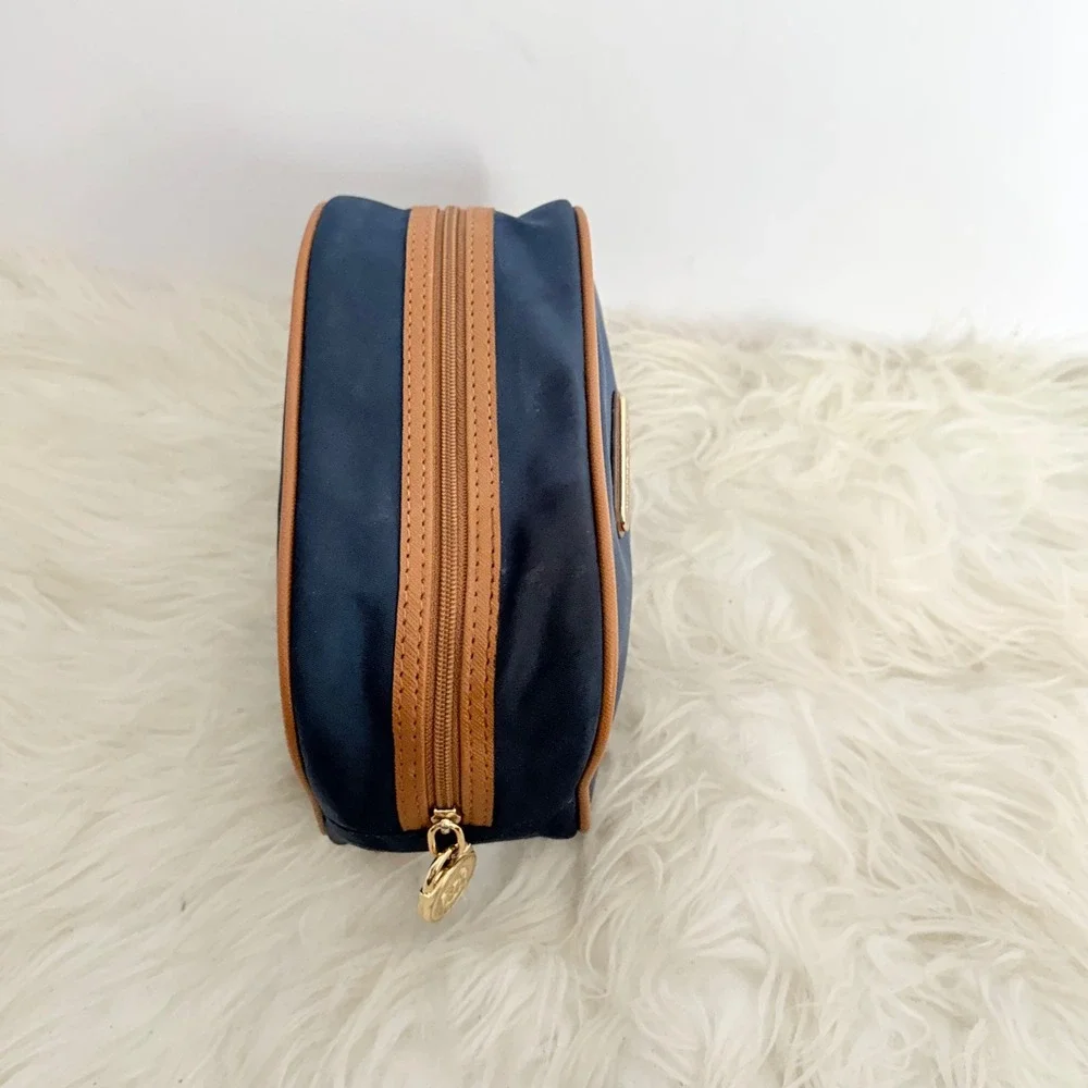 Michael Kors Navy Blue Nylon Cosmetic Bag Gold Hardware AI-1301
